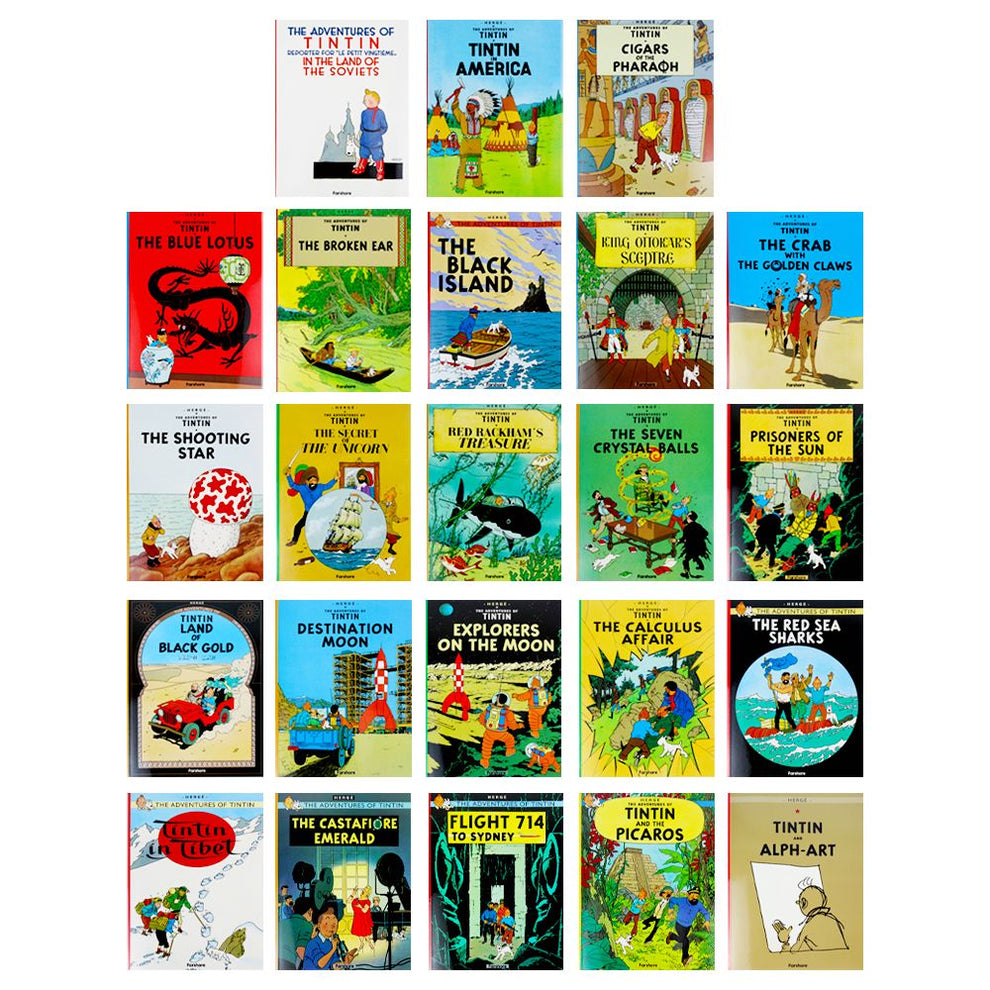 The Adventures of Tintin Box Set – 24 Classic Comic Book Stories by Hergé | Timeless Adventure & Mystery Series with Stunning Illustrations